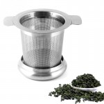 Reusable Stainless Steel Tea Infuser Basket Fine Mesh Tea Strainer with 2 Handles Lid Tea and Coffee Filters for Loose Tea Leaf