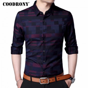 COODRONY Men Shirt Mens Business Casual Shirts 2018 New Arrival Men Famous Brand Clothing Plaid Long Sleeve Camisa Masculina 712
