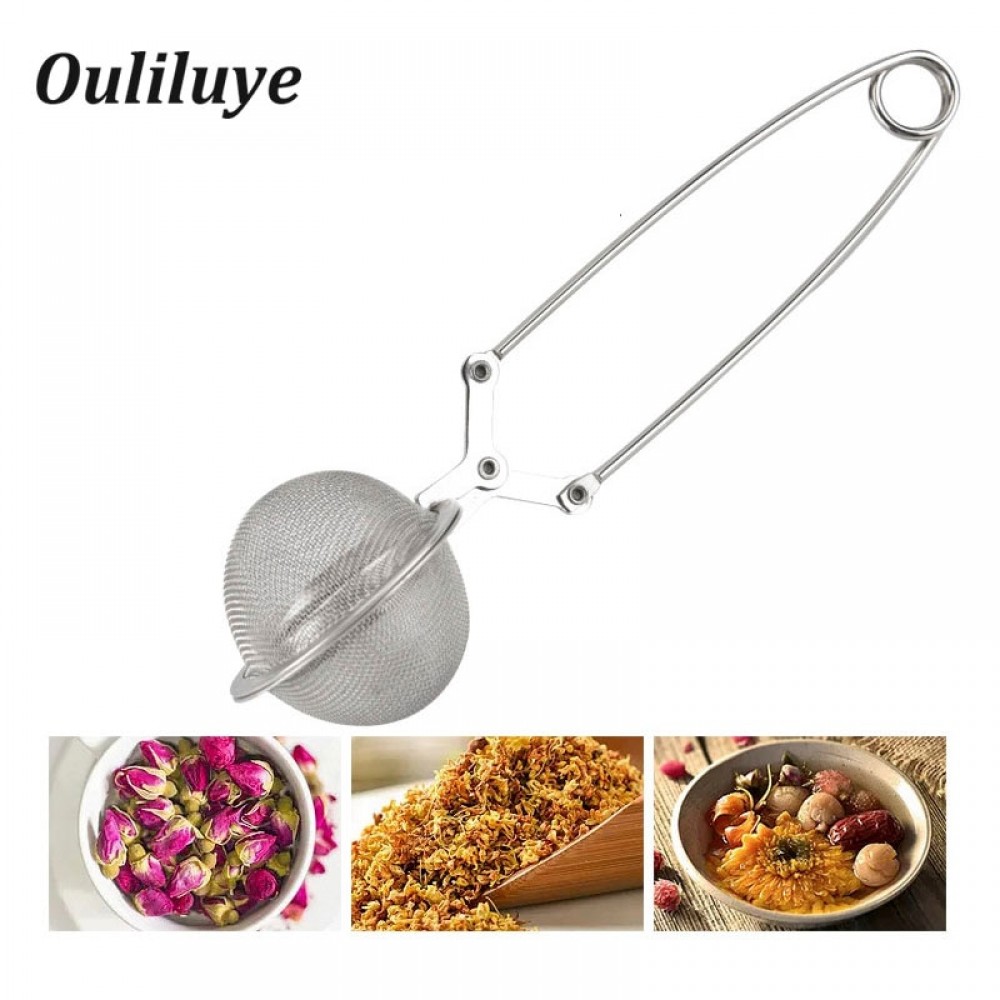 1PCS Stainless Steel Tea Strainer Mesh Pot Strainer Infuser Tea Filter Durable Handle Ball-Shaped Tea Infuser Teas Making Tools