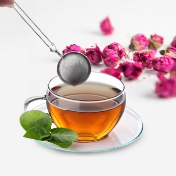 1PCS Stainless Steel Tea Strainer Mesh Pot Strainer Infuser Tea Filter Durable Handle Ball-Shaped Tea Infuser Teas Making Tools