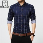 ERIDANUS 2017 Mens Plaid Cotton Dress Shirts Male High Quality Long Sleeve Slim Fit Business Casual Shirt Plus Size 5XL M433
