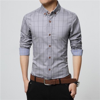 ERIDANUS 2017 Mens Plaid Cotton Dress Shirts Male High Quality Long Sleeve Slim Fit Business Casual Shirt Plus Size 5XL M433