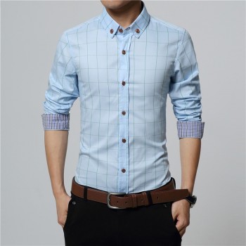 ERIDANUS 2017 Mens Plaid Cotton Dress Shirts Male High Quality Long Sleeve Slim Fit Business Casual Shirt Plus Size 5XL M433