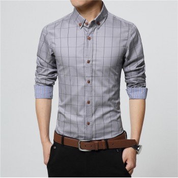 ERIDANUS 2017 Mens Plaid Cotton Dress Shirts Male High Quality Long Sleeve Slim Fit Business Casual Shirt Plus Size 5XL M433