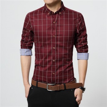 ERIDANUS 2017 Mens Plaid Cotton Dress Shirts Male High Quality Long Sleeve Slim Fit Business Casual Shirt Plus Size 5XL M433