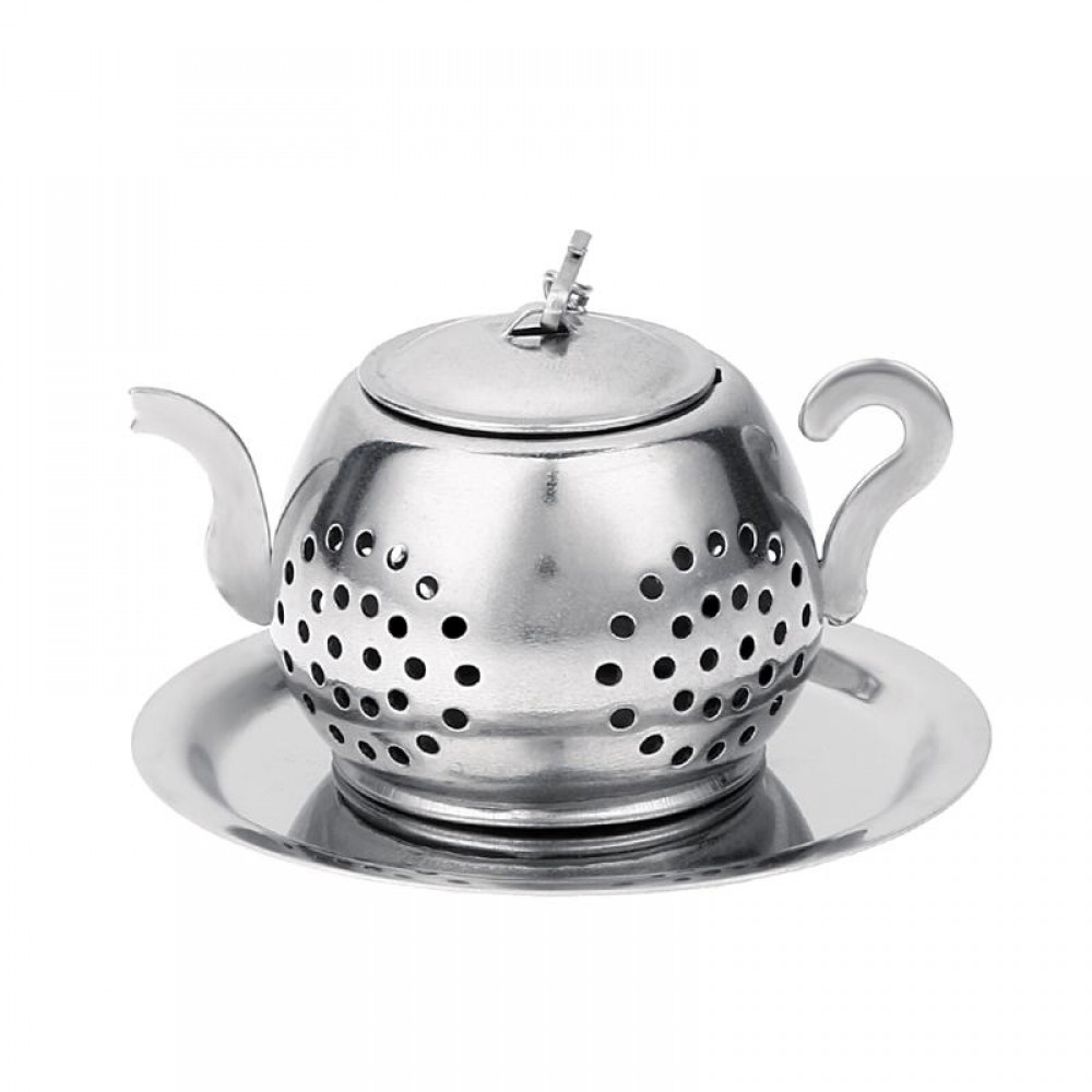 Tea Leaf Infuser Stainless Steel Teapot Tea Leaf Infuser Tray Spice Strainer Herbal Filter Drinkware Accessories Silver Gadgets