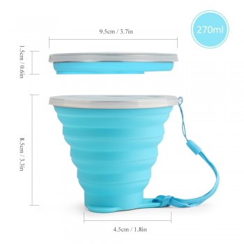 270ML Telescopic Collapsible Silicone Folding Cup Tea Coffee Cups Foldable Folding Cup Travel Camping Sports Water Drinking Cup