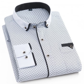 Men Dress Shirt 2019 Spring New Arrival Button Down Collar High Quality Long Sleeve Slim Fit Mens Business Shirts S-4XL YN026