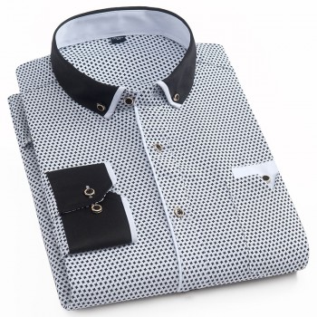 Men Dress Shirt 2019 Spring New Arrival Button Down Collar High Quality Long Sleeve Slim Fit Mens Business Shirts S-4XL YN026