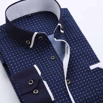 Men Dress Shirt 2019 Spring New Arrival Button Down Collar High Quality Long Sleeve Slim Fit Mens Business Shirts S-4XL YN026