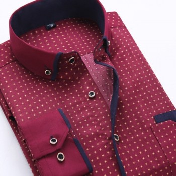 Men Dress Shirt 2019 Spring New Arrival Button Down Collar High Quality Long Sleeve Slim Fit Mens Business Shirts S-4XL YN026