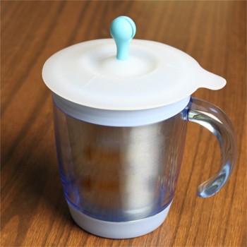Fashionable Silicone Cup Cover With Spoon Ceramic Food-grade Heat-resistant Safe Healthy Dustproof Reusable Silicone Lid