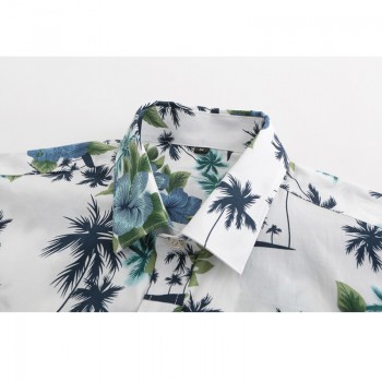 2018 New Summer Mens Short Sleeve Beach Hawaiian Shirts Cotton Casual Floral Shirts Regular Plus Size 3XL Mens clothing Fashion