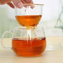 Clear Tea Infusers Handmade Glass Mug Filter Heat Resistant Tea Cup Flower Kung Fu Cup With Lid amp; Handle Office Drinking Mug