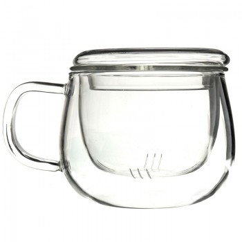 Clear Tea Infusers Handmade Glass Mug Filter Heat Resistant Tea Cup Flower Kung Fu Cup With Lid amp; Handle Office Drinking Mug
