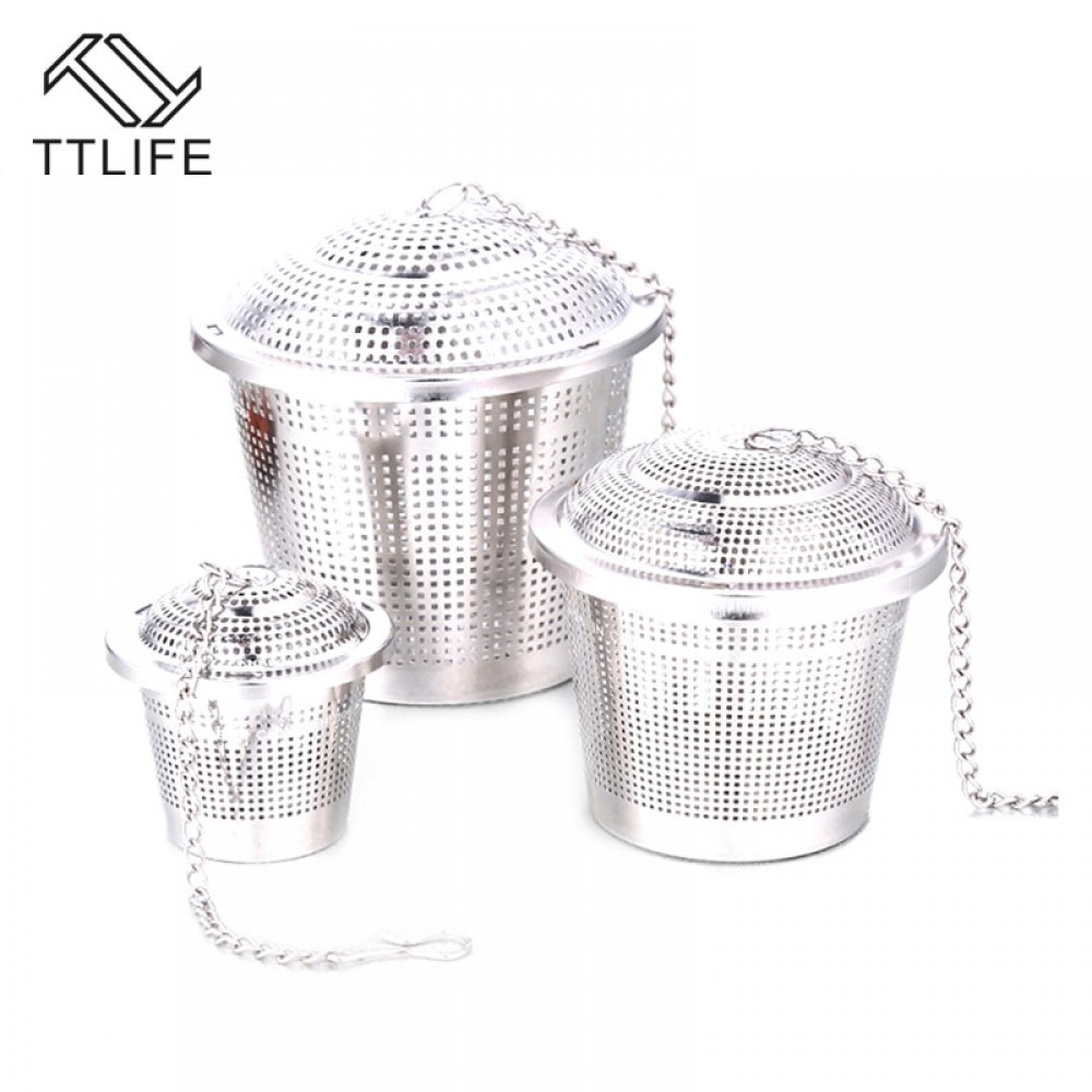 TTLIFE 1pcs Stainless Steel Spice Tea Strainer Mesh Infuser Sphere Mesh Tea Strainer Filter Handle Tea Locking Ball S/M