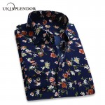 2019 Retro Floral Printed Man Casual Shirts Fashion Classic Men Dress Shirt Breathable Mens Long Sleeve Brand Clothing YN552