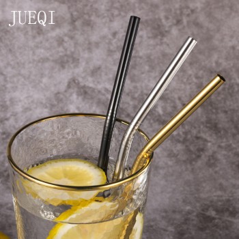 Reusable Metal Drinking Straws 304 Stainless Steel Sturdy Bent Straight Drinks Straw with Cleaning Brush Bar Party Accessory