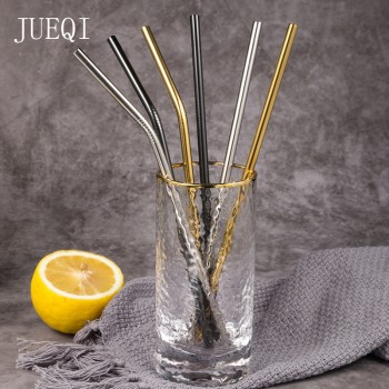 Reusable Metal Drinking Straws 304 Stainless Steel Sturdy Bent Straight Drinks Straw with Cleaning Brush Bar Party Accessory