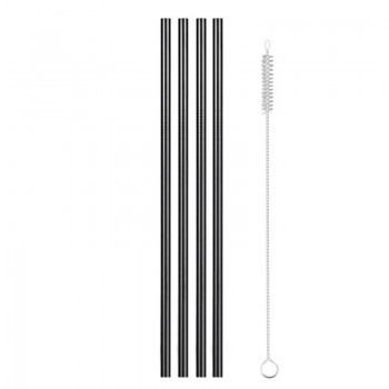 Reusable Metal Drinking Straws 304 Stainless Steel Sturdy Bent Straight Drinks Straw with Cleaning Brush Bar Party Accessory