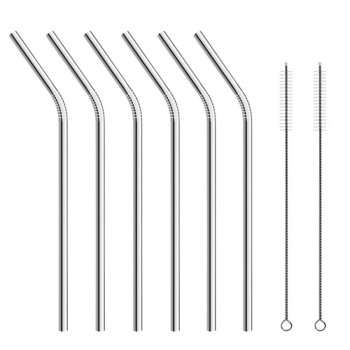 2/4/8Pcs Drinking Straw Reusable Straws with Cleaner Brush Set High Quality Eco Friendly Stainless Steel Metal Straw For Mugs