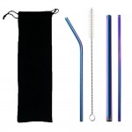5pcs Eco Friendly Reusable Straw 304 Stainless Steel Straw Metal Smoothies Drinking Straws Set with Brush amp; Bag