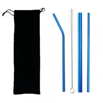5pcs Eco Friendly Reusable Straw 304 Stainless Steel Straw Metal Smoothies Drinking Straws Set with Brush amp; Bag