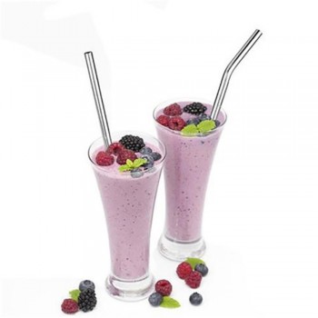 5pcs Eco Friendly Reusable Straw 304 Stainless Steel Straw Metal Smoothies Drinking Straws Set with Brush amp; Bag