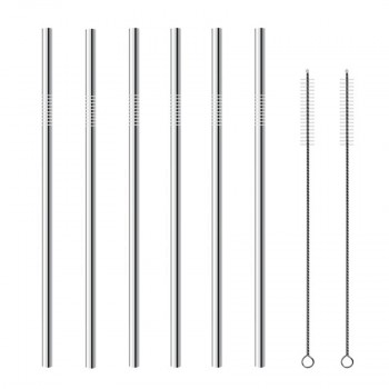 2/4/8Pcs Drinking Straw Reusable Straws with Cleaner Brush Set High Quality Eco Friendly Stainless Steel Metal Straw For Mugs