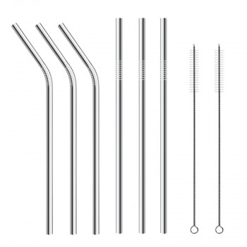 2/4/8Pcs Drinking Straw Reusable Straws with Cleaner Brush Set High Quality Eco Friendly Stainless Steel Metal Straw For Mugs