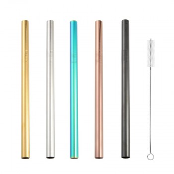 3Pcs Extra Wide Straw Reusable Stainless Steel Drinking Straw Metal Straw For Smoothies Tapioca Pearls Milk Tea Juice Bar Tools