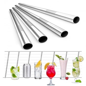 3Pcs Extra Wide Straw Reusable Stainless Steel Drinking Straw Metal Straw For Smoothies Tapioca Pearls Milk Tea Juice Bar Tools