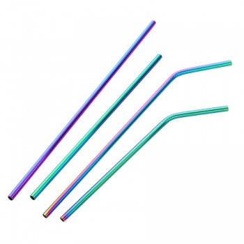 2pc/4pcs Reusable Metal Drinking Straws Colorful Stainless Steel Sturdy Bendy or Upright Drinks Straw for Mugs + Cleaning Brush