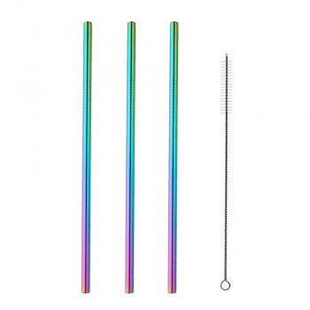 2pc/4pcs Reusable Metal Drinking Straws Colorful Stainless Steel Sturdy Bendy or Upright Drinks Straw for Mugs + Cleaning Brush