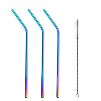 2pc/4pcs Reusable Metal Drinking Straws Colorful Stainless Steel Sturdy Bendy or Upright Drinks Straw for Mugs + Cleaning Brush