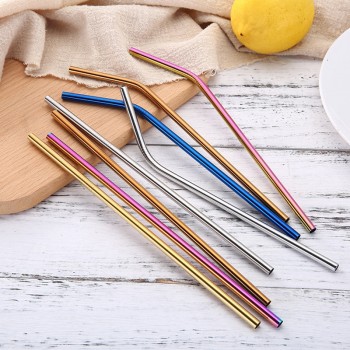 30pcs Stainless Steel Straws Reusable Drinking Milk Tea Rainbow Colored Metal Straw For Home Party Bar Tool