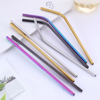 30pcs Stainless Steel Straws Reusable Drinking Milk Tea Rainbow Colored Metal Straw For Home Party Bar Tool