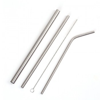 Reusable 3pcs Stainless Steel Bentamp;Straight Drinking Straws with 1 Cleaner Brush Kit Party Drinking Accessories Drop Shipping