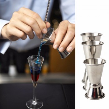 Stainless Steel Bar Wine Cocktail Shaker Jigger Single Double Shot Drink Mixer Wine Pourers Measurer Cup Bar Tools 3 Size