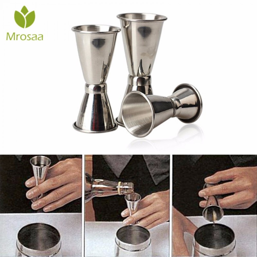 Stainless Steel Bar Wine Cocktail Shaker Jigger Single Double Shot Drink Mixer Wine Pourers Measurer Cup Bar Tools 3 Size
