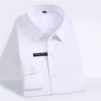 Plus size 5xl 2018 Autumn solid Elastic bamboo fiber soft comfortable long sleeve easy care formal mens dress shirts male tops