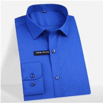 Plus size 5xl 2018 Autumn solid Elastic bamboo fiber soft comfortable long sleeve easy care formal mens dress shirts male tops