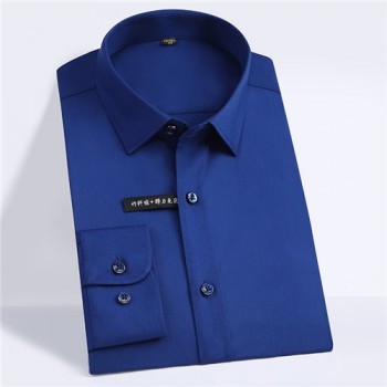 Plus size 5xl 2018 Autumn solid Elastic bamboo fiber soft comfortable long sleeve easy care formal mens dress shirts male tops
