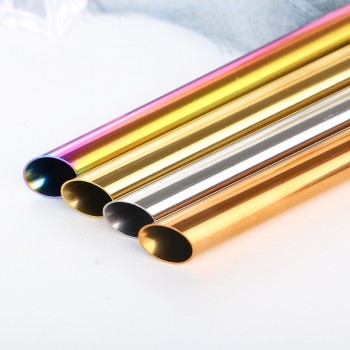 1pc 304 Stainless Steel 12mm Drinking Straw Drink Pearl Milkshake Fat Bubble Tea Straws Cocktail Party Jumbo With 1pc Brush
