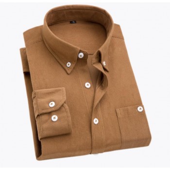 T-Bird 2108 New Shirts Men Clothing Long Sleeves Corduroy Dress Shirt Autumn Brand Casual Mens Shirt Solid Male Slim Fit Shirt