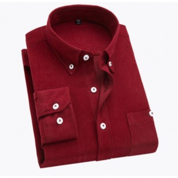 T-Bird 2108 New Shirts Men Clothing Long Sleeves Corduroy Dress Shirt Autumn Brand Casual Mens Shirt Solid Male Slim Fit Shirt