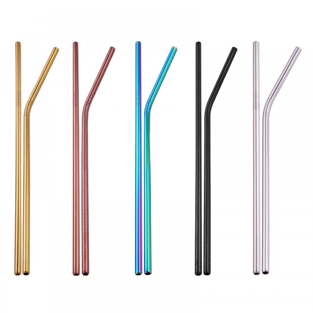 UPORS 4Pcs/Set Stainless Steel Metal Drinking Straws Reusable Straw With 1 Cleaner Brush 5 Colors Straw Box Cocktail Accessories