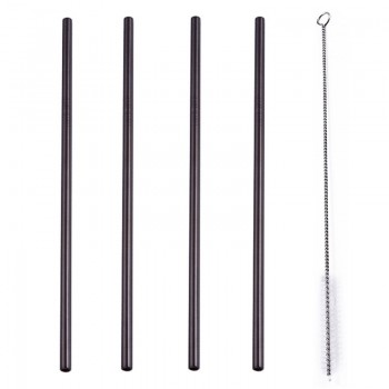 UPORS 4Pcs/Set Stainless Steel Metal Drinking Straws Reusable Straw With 1 Cleaner Brush 5 Colors Straw Box Cocktail Accessories