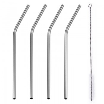 UPORS 4Pcs/Set Stainless Steel Metal Drinking Straws Reusable Straw With 1 Cleaner Brush 5 Colors Straw Box Cocktail Accessories