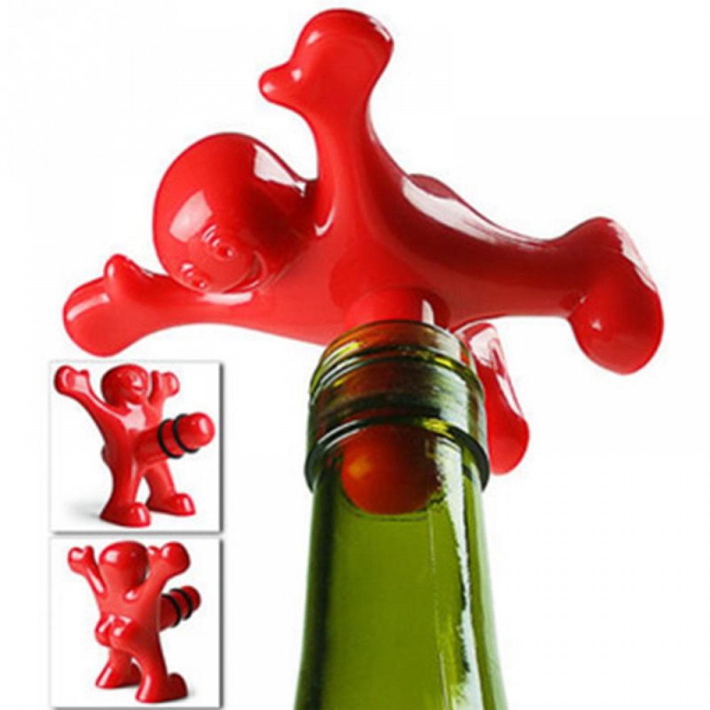 MINGLI 1pc Newest Novelty Bar Tools Wine Cork Bottle Plug Funny Happy Man Guy Wine Stopper Interesting Gifts